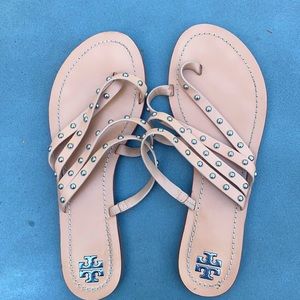 TORY BURCH Leather Studded Accent Slides